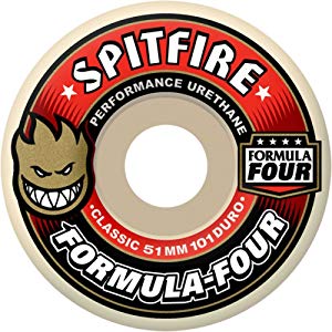 Best Wheels for All Terrains – Spitfire Formula 4 101d White W Red Skate Wheels (53 mm)