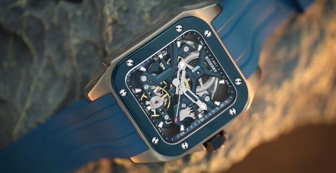Stylish Square Skeleton Mechanical Watch with Unique Design